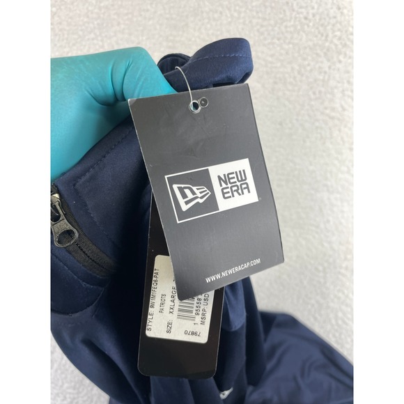 New Era Men's XXL Navy Blue New England Patriots 1/4 Zip Pullover Sweatshirt NWT - Picture 10 of 11
